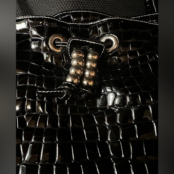 Charles David Large Black Patent Leather Top Handle Satchel Handbag - Picture 6 of 16